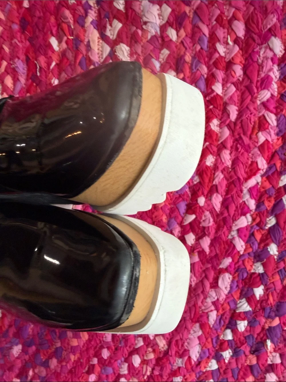 Jessica Buurman black patent leather platform oxfords